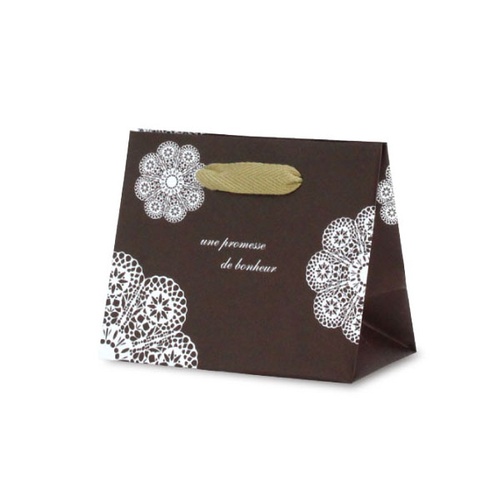 紙手提袋 5921 手提袋 グレイスバッグ レースィ(ブラウン) ベルベ