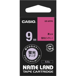 ネームランド　蛍光ピンクテープ　９ｍｍ　黒文字
