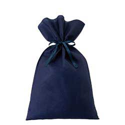 ソフトバッグベーシック2穴リボン巾着 S8 厚 紺
