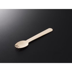 使い捨てカトラリー 木製フォーク付スプーン 140 単袋入 透明 中央化学