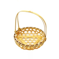 神堂 竹かご 百合竹手付 白 (小)