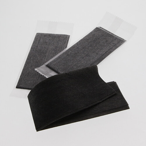 紙おしぼり 中判 平型 黒 180×220mm HEIKO