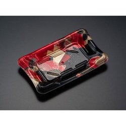リスパック 寿司容器 しきさい 1-2B 箔おうぎ赤 本体