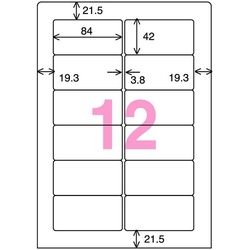 ワープロ用ラベルＣＡＳＩＯ用　Ａ４　１２面　２０枚