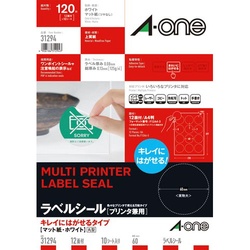 キレイにはがせるラベル　丸型１２面６０ｍｍ　１０枚