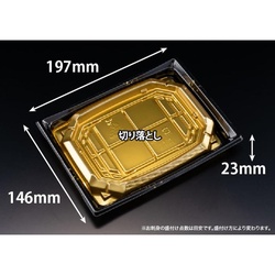 リスパック 刺身容器 バイオ 枠越20-15B 箔つき金 J10 本体