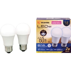 ＬＥＤ電球　Ｅ２６　６０形相当　昼白色　２個セット