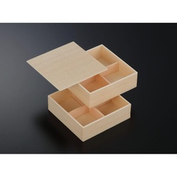 折箱 木目5.5寸角二段 共蓋 上下十字仕切 中央化学