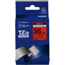 ピータッチ　ラミネート赤色テープ３６ｍｍ　黒文字