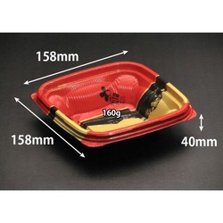 リスパック どんぶり容器 バイオ のぞみ 角160-40B 本体 K-あじわい赤J10