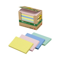 ポストイット　再生紙ノート７５×１２７　混色１０冊