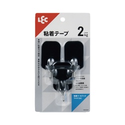 粘着ツ−ルフックワイド（大）３個入　ブラック