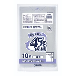 エコ材質ゴミ袋 RYM48 環境袋策 再生原料40％ポリ袋 45L 透明 10枚入 ジャパックス
