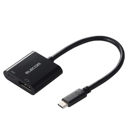 ＴｙｐｅＣ−ＤＰ　変換アダプタ　給電　ブラック
