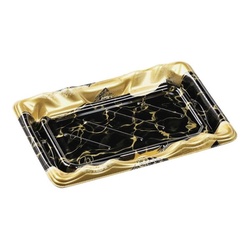 エフピコ 寿司容器 大波皿2-4(V1) 本体 黒なぎ金