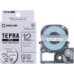 ＰＲＯテープ　ラベンダー　グレー文字１２ｍｍ