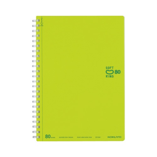 ソフトリングノートＡ５　ドット入Ｂ罫　８０枚　黄緑