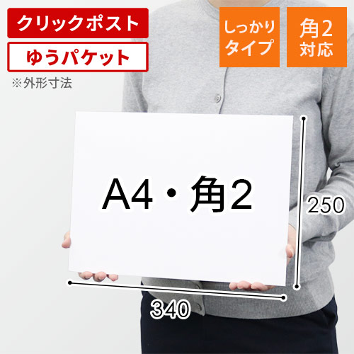 【クリックポスト・ゆうパケット】厚紙封筒（A4サイズ・角2、開封ジッパー付き）