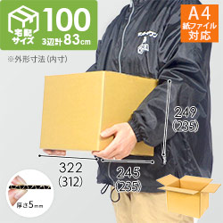 【宅配100サイズ】 ダンボール箱（A4紙ファイル用）