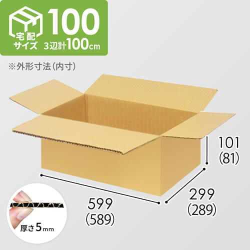 宅配100サイズ】ダンボール箱（589×289×81mm）5mm A/F K5×K5