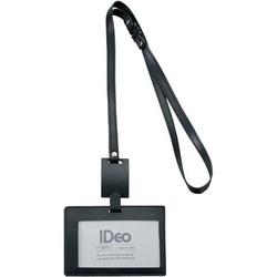 吊下げ名札革製名刺ＩＤカード用ヨコ型黒３個パック