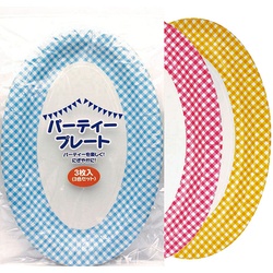 紙皿 ギンガムチェックパーティープレート(3色セット)3枚入 アートナップ
