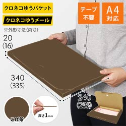 【こげ茶色】厚さ2cm・テープレスケース（A4サイズ・クロネコゆうメール最大・ゆうパケット）