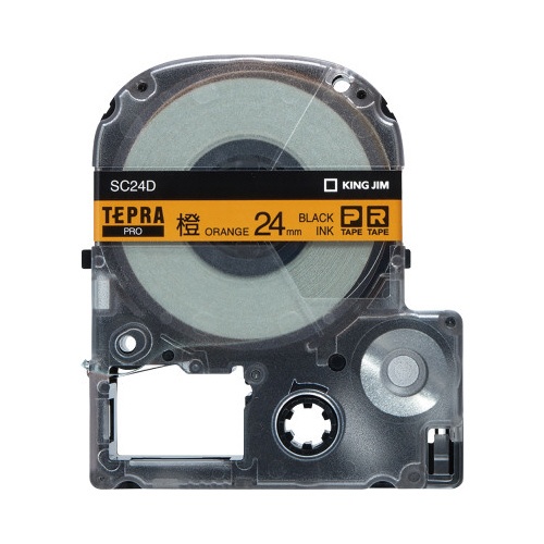 テプラ　ＰＲＯテープ　パステル橙ラベル２４ｍｍ黒字