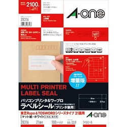 ＰＣ＆ワープロラベル　東芝　２１面　１００枚