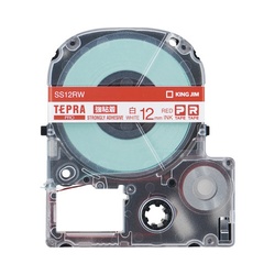 テプラ　ＰＲＯテープ　強粘着白ラベル１２ｍｍ赤文字