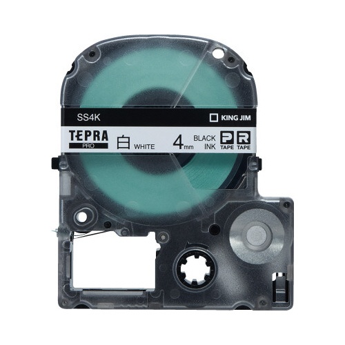 テプラ　ＰＲＯテープ　白ラベル　４ｍｍ　黒文字