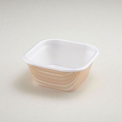 どんぶり容器 どん重(本体)赤木目 青葉紙業