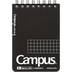 キャンパスツインリングメモ（方眼罫）黒×５