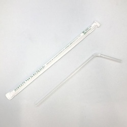 羽柴化成工業 バイオマス25％ フレキシブルストロー 透明 紙包装
