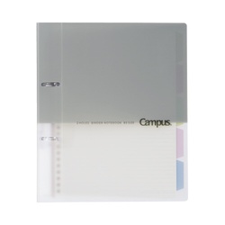 プリントもとじやすい２穴バインダー　Ｂ５　グレー