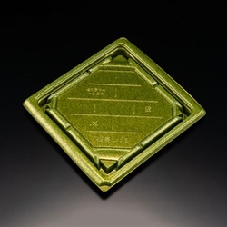 リスパック 寿司容器 バイオ板長 3-3B ステラグリーン 本体