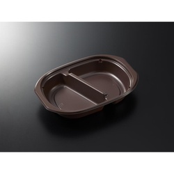 中央化学 軽食容器 BAKEQ オーバル深 仕切550 茶 本体