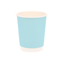 紙コップ 二重断熱カップ 8オンス(240ml) 口径80mm スカイブルー 25個/袋