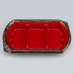 【廃番商品】シーピー化成 弁当容器 BFN味音(みおん)26-1 銀木赤 本体