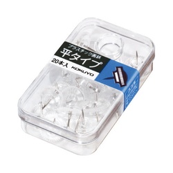 プラスチック画鋲平タイププラケース２０本入透明Ｘ５