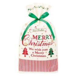 巾着袋 クラシカルクリスマス リボン付PEギフトバッグ-M(20枚) ヘッズ