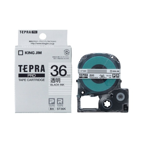 テプラ　ＰＲＯテープ　透明ラベル　３６ｍｍ　黒文字