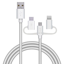 マイクロＢ＋ＴｙｐｅＣ＋ライトニング／１．２ｍ／白