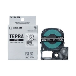 テプラ　ＰＲＯテープ　透明ラベル　１８ｍｍ　白文字