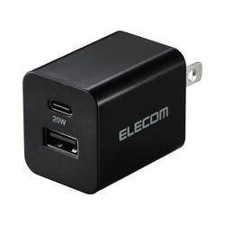 ＡＣ充電器　Ｃ×１　Ａ×１　２０Ｗ　ブラック