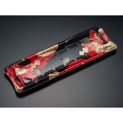 リスパック 寿司容器 しきさい 1-7B 箔おうぎ赤 本体