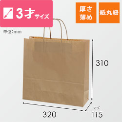 手提げ紙袋（茶・丸紐・幅320×マチ115×高さ310mm）
