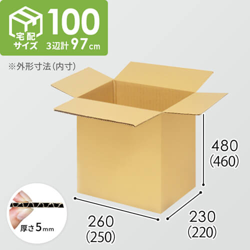 【宅配100サイズ】ダンボール箱(250×220×460) 5mm A/F K5×K5