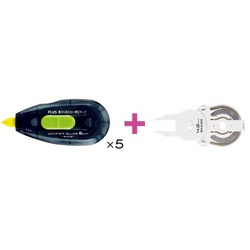 裏から見えない修正テープ幅６ｍｍ本体５個＋詰替１個