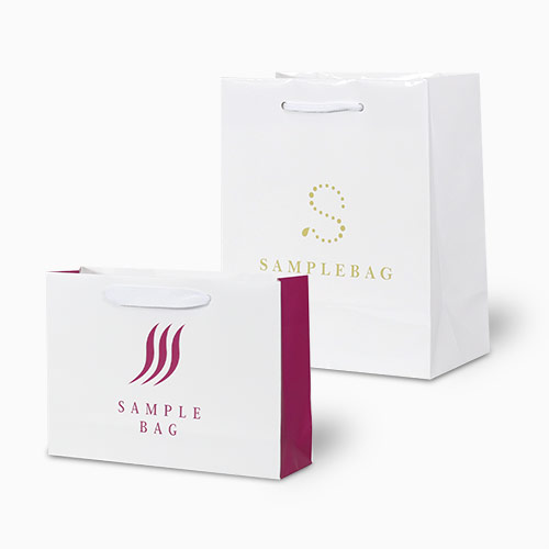 オリジナル印刷紙袋(1色印刷・コート紙・グロスPP・幅320×マチ110×高さ310mm・アクリル丸紐(青)・通常納期)